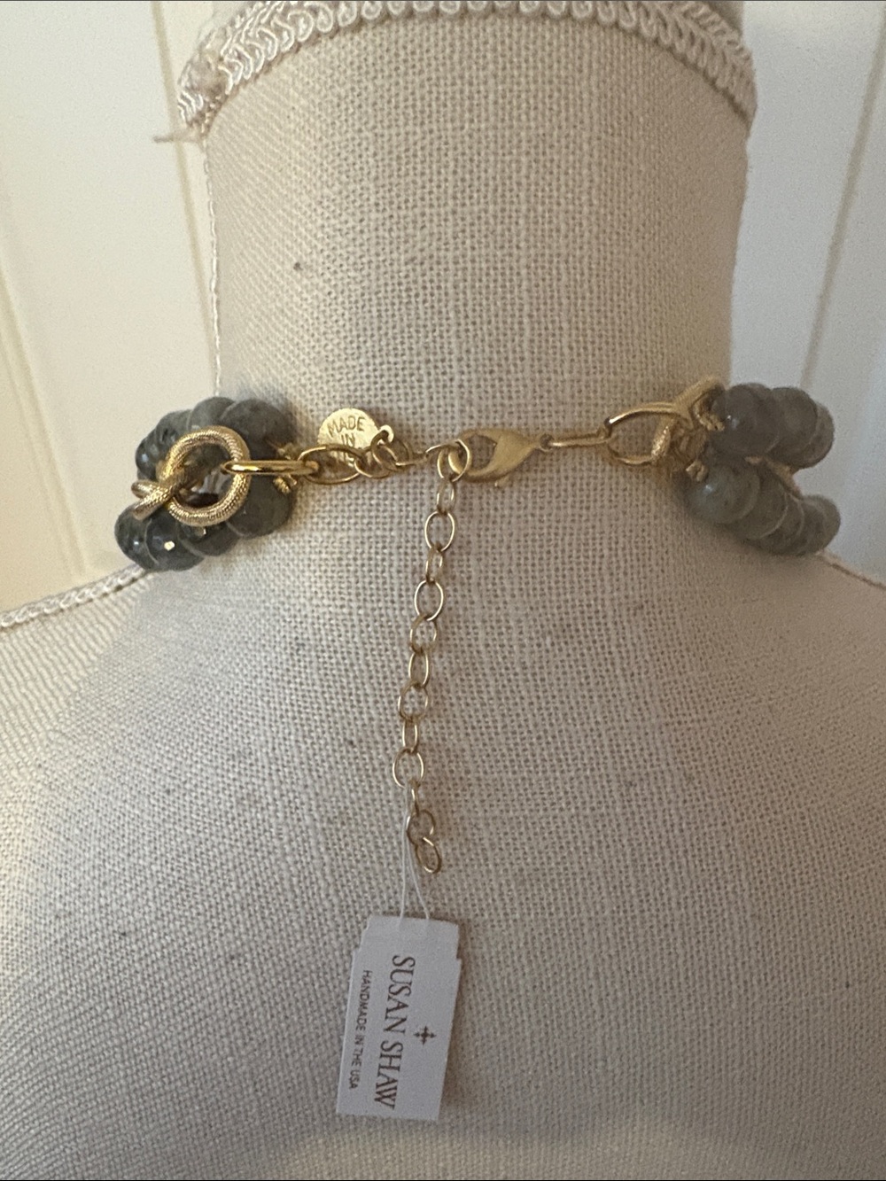 NIBWT Susan Shaw Gray Labradorite and Gold Statement Triple Layer Necklace - Picture 11 of 17